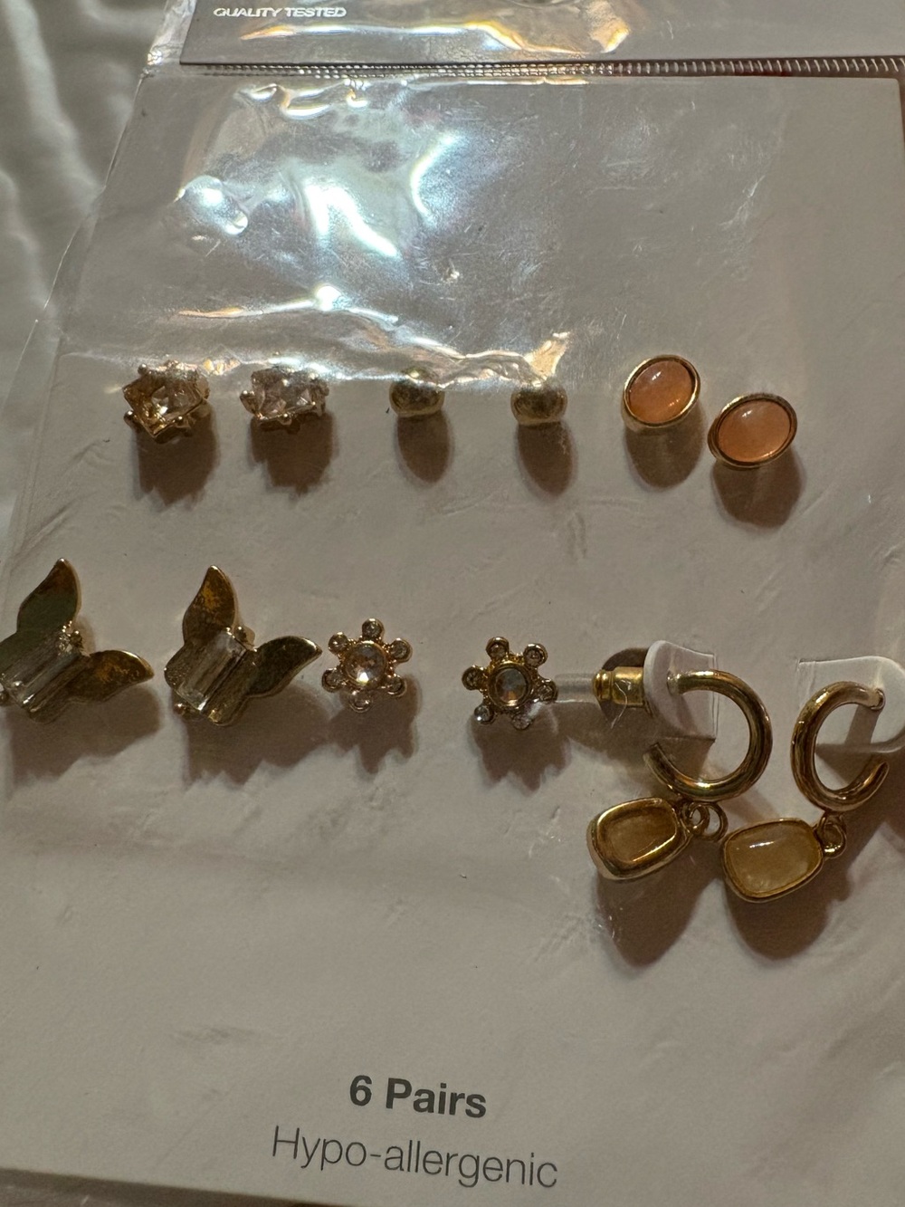 Gold Tone 6-Pair Women’s Earring Set - Hypoallergenic